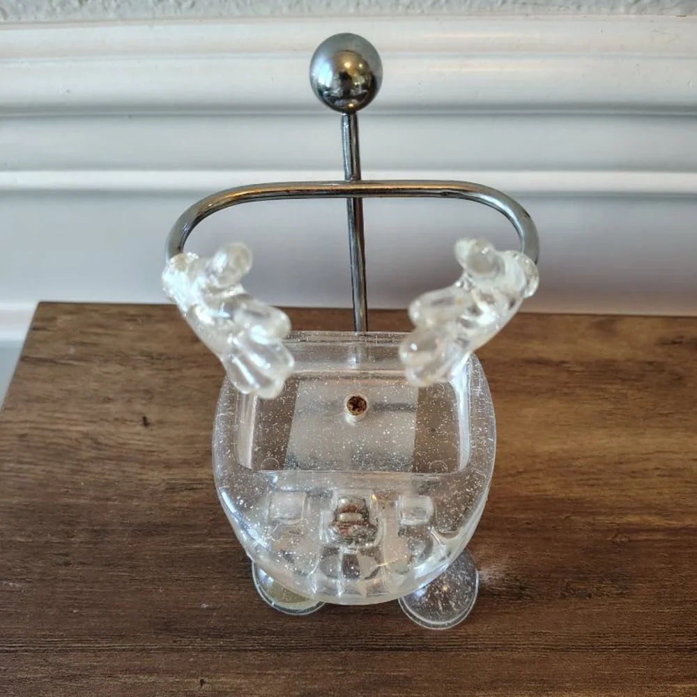 Vtg Lucite MCM Ring Jewelry Holder Hand Feet Glitter Chrome Stand Funky 70s